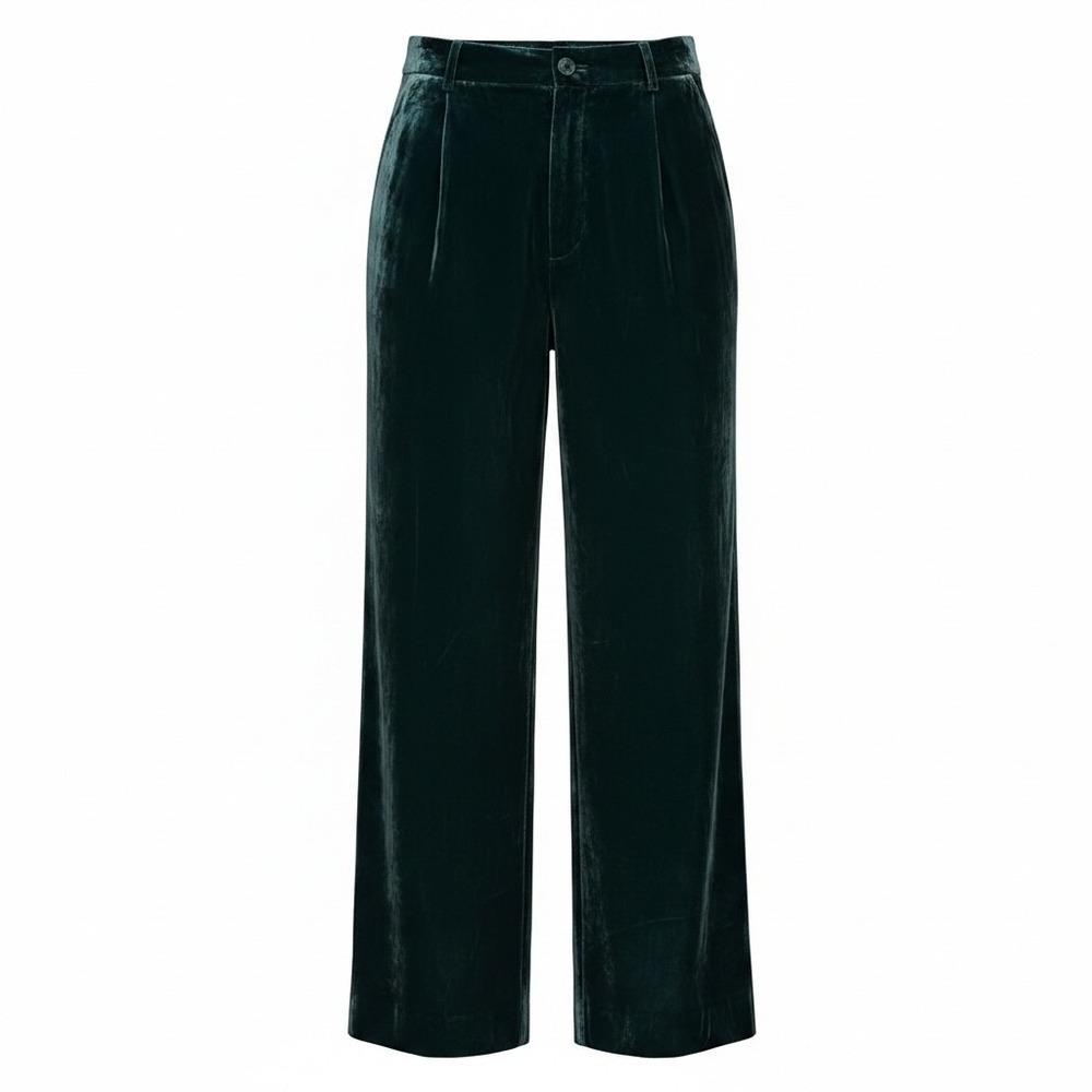 Old Navy Trousers Womens XL Green Taylor Wide Leg Velvet Extra High-Rise Pleated